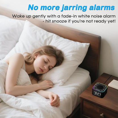 2-in-1 Sound Machine Alarm Clock: 30 Non-Looping Sounds, Compact