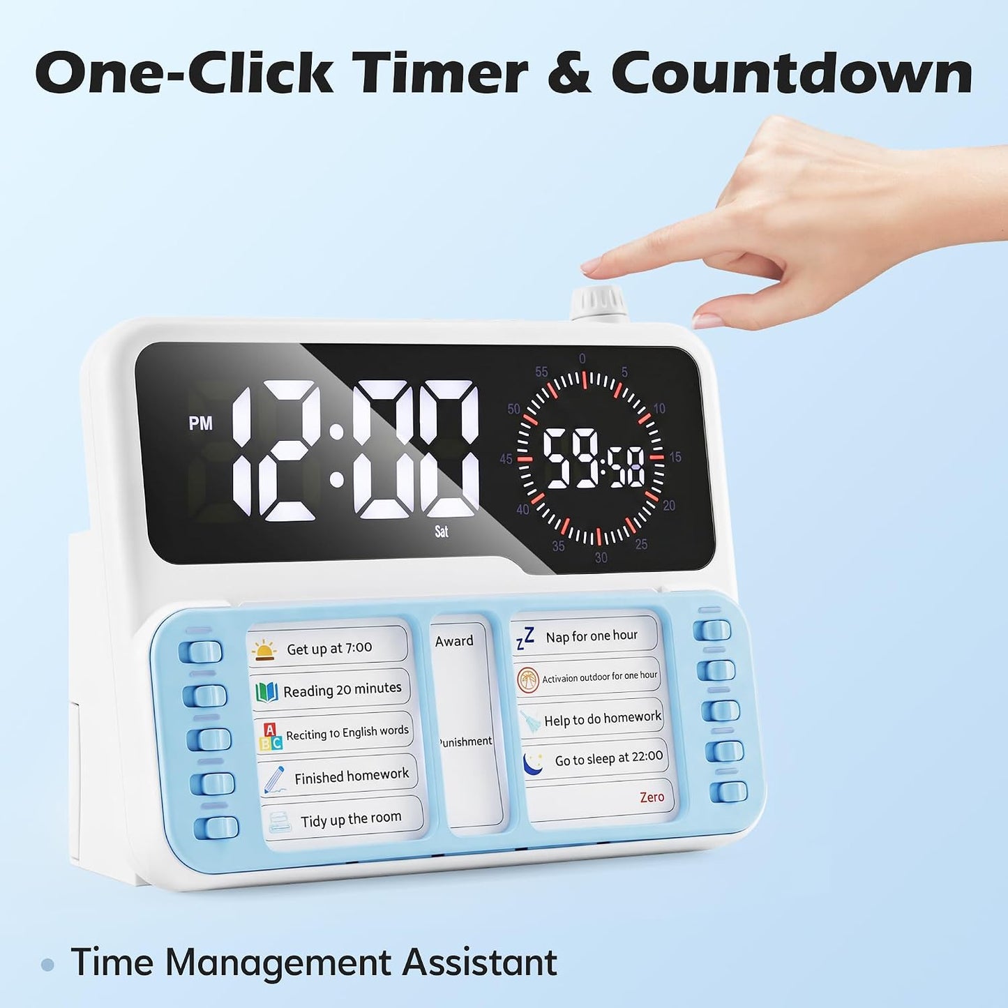 Visual Timer for Kids/Adults, ADHD Tools for Kids with Visual Schedule, 6-in-1 Time Timer with Alarm/Countdown/Digital Clock/Chore Chart, Smart Autism/ADHD Task Timer for Home Classroom - Pink