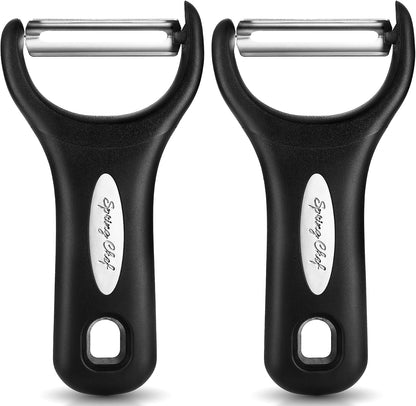 Spring Chef 3pcs Vegetable Peelers for Kitchen, Swivel, Y & Julienne Peeler | Premium Stainless Steel Potato Peelers with Soft Grip Handles, Ultra Sharp Blades for Fruits, Veggies, Apples, Carrots