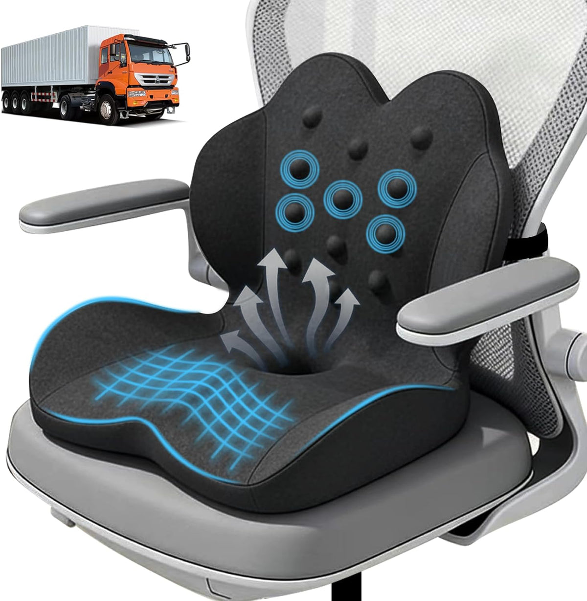 Memory Foam Seat Cushion with Lumbar Support for Sciatica & Tailbone Pain Relief, Fit Office Chair, Wheelchair, Car Seat, Airplane, Long Sitting Workers & Drivers (Gray)