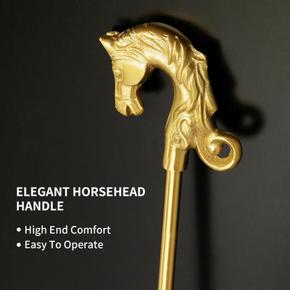 Shoe Horn Long Handle Brass Metal 24 inch ，Horse Head Decoration Shoe Horn for woman- Durable and Sturdy