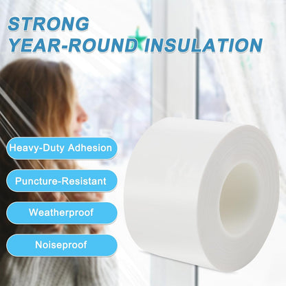 Window Sealing Tape 2 Inch x 33 Ft Transparent Window Insulation Waterproof Nano Draft Isolation Tape Clear Weather Stripping Caulk Tape for Window and Bathroom Shower Glass Side Gaps