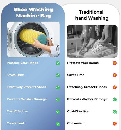 Shoe Washing Machine Bag 2-Pack, Reusable Heavy Duty Laundry Bag - 360° Deep Clean for Sneakers, Tennis Shoes in Washer & Dryer, Prevents Deformation, Yellow