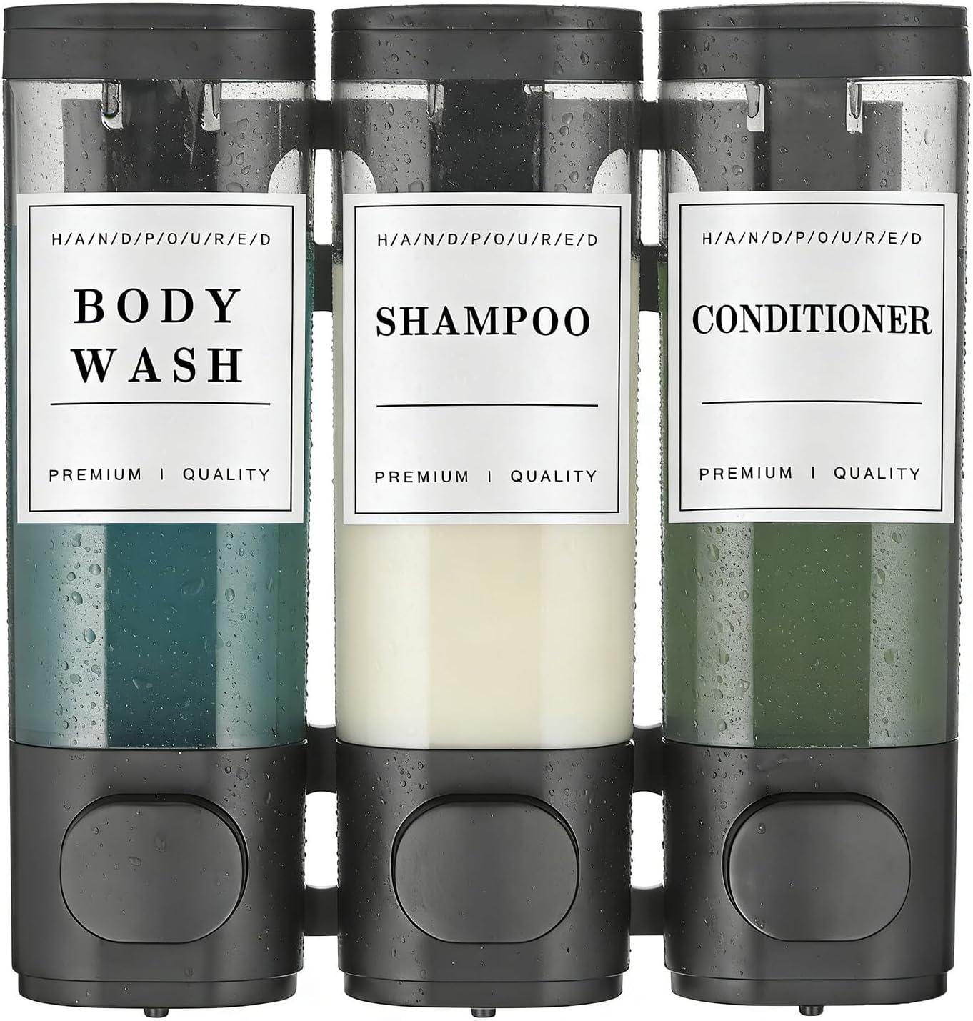 Shampoo and Conditioner Dispenser, Shower Soap Dispenser Wall Mounted, Shampoo Dispenser for Shower Wall No Drill, Bathroom Body Wash Dispenser 3 * 350ml Silver 3 Chamber