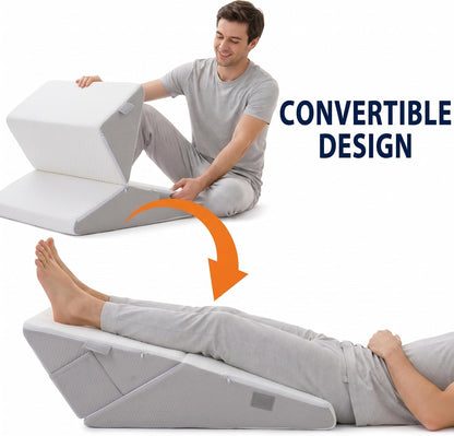 Bed Wedge Pillow, Foam Wedge Pillow for Sleeping, Reading, Sitting Up and Leg Elevation, 2 Piece Wedge Pillow Set