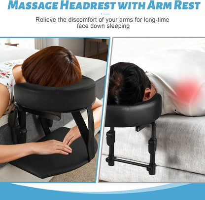 Massage Headrest for Bed, Head Holder & Face Cradle with Face Down Pillow
