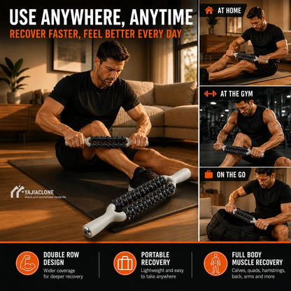 Muscle Roller Stick for Muscle Recovery, Double Row Massage Roller