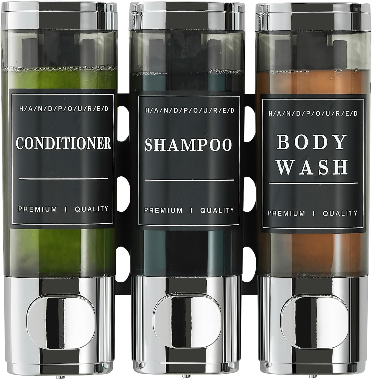 Shampoo and Conditioner Dispenser,Shower Soap Dispenser 3 Chamber No Drill Wall-Mounted Shampoo Dispenser for Shower Wall Mounted Shower Dispenser for Bathroom Hotel Large Capacity, Clear Bright
