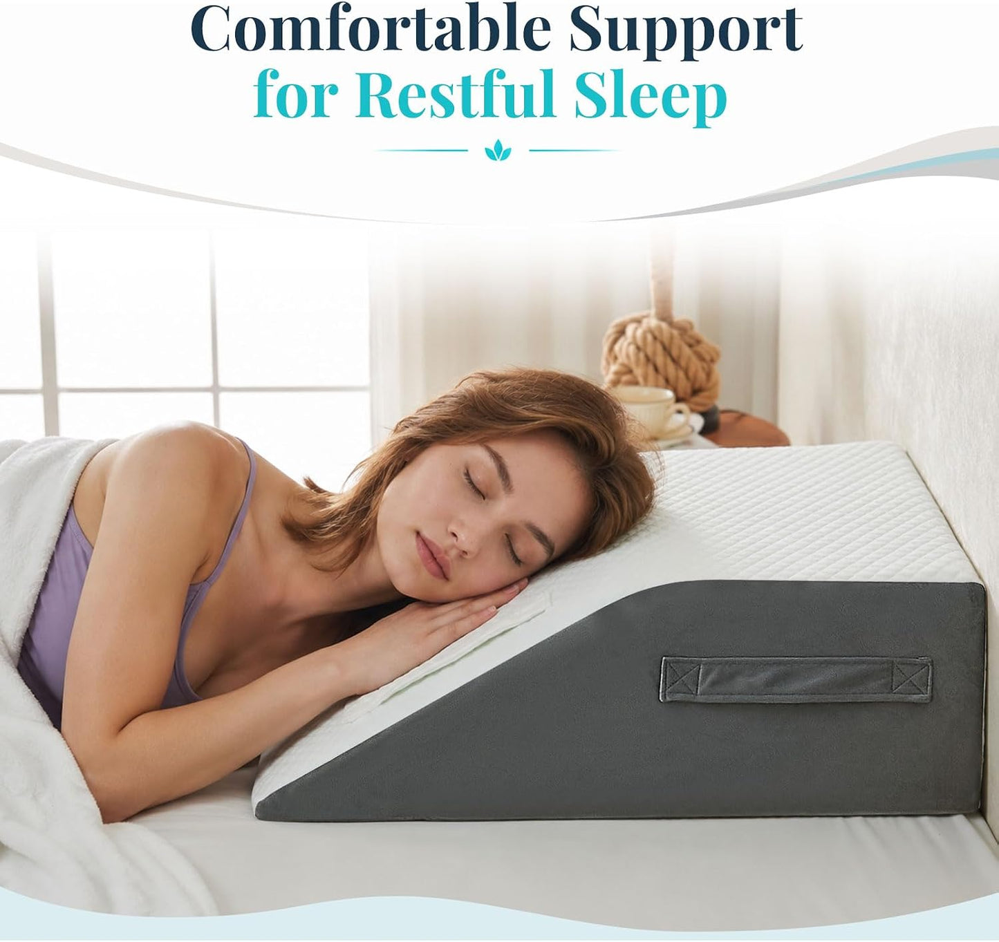 Yojoker Leg Elevation Pillow Blood Circulation, Memory Foam Wedge Pillow for Legs Swelling, Leg Elevation Pillows for After Surgery, Knee Wedge Pillow for Sleeping Back Hip Ankles Relief White/Grey
