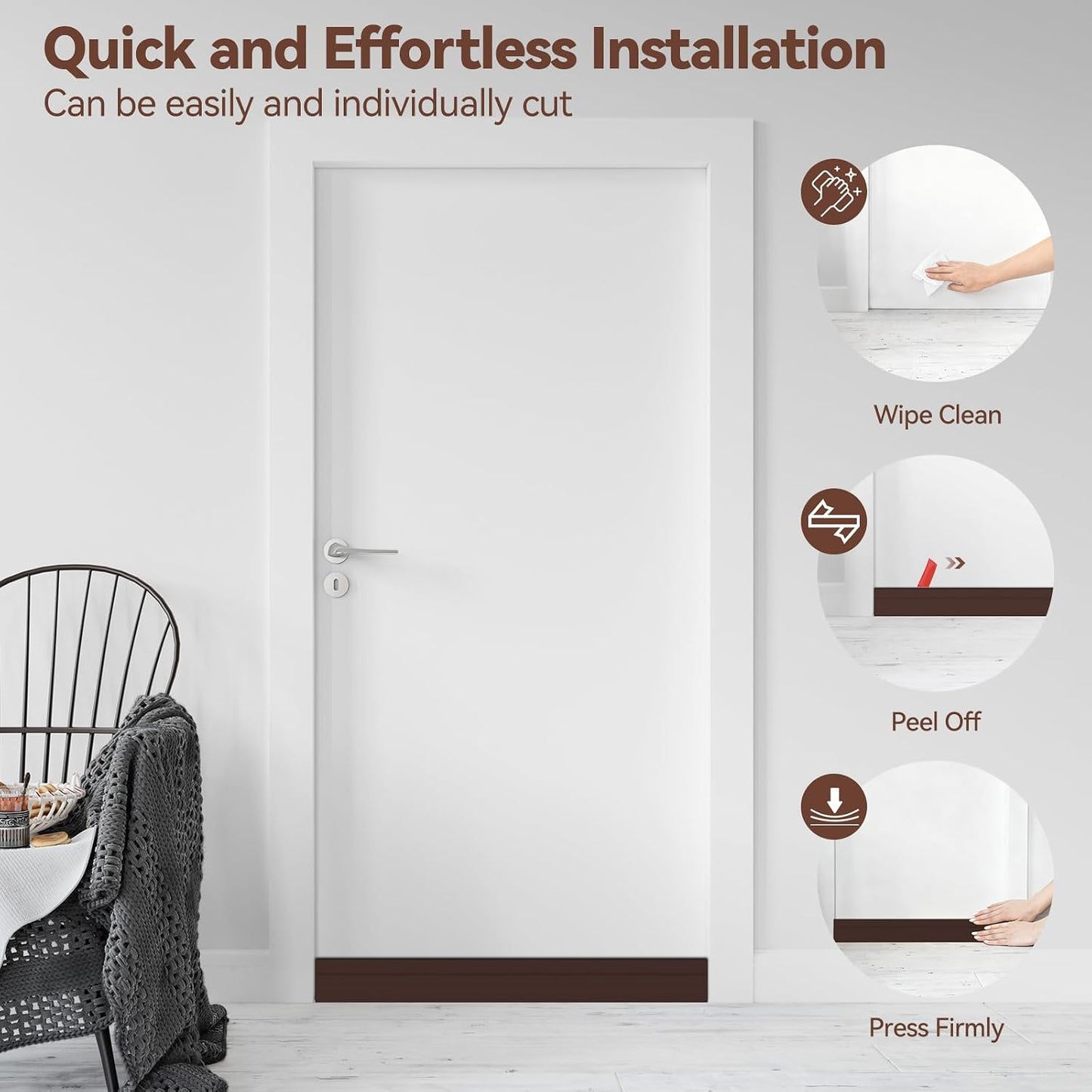 Ohuhu Door Draft Stopper, 1" Wide Adhesive Weather Stripping Seal, 39" | self-adhesive silicone, for interior exterior doors, 3-layer soundproof, save energy, blocks drafts, noise, light, dust, bugs