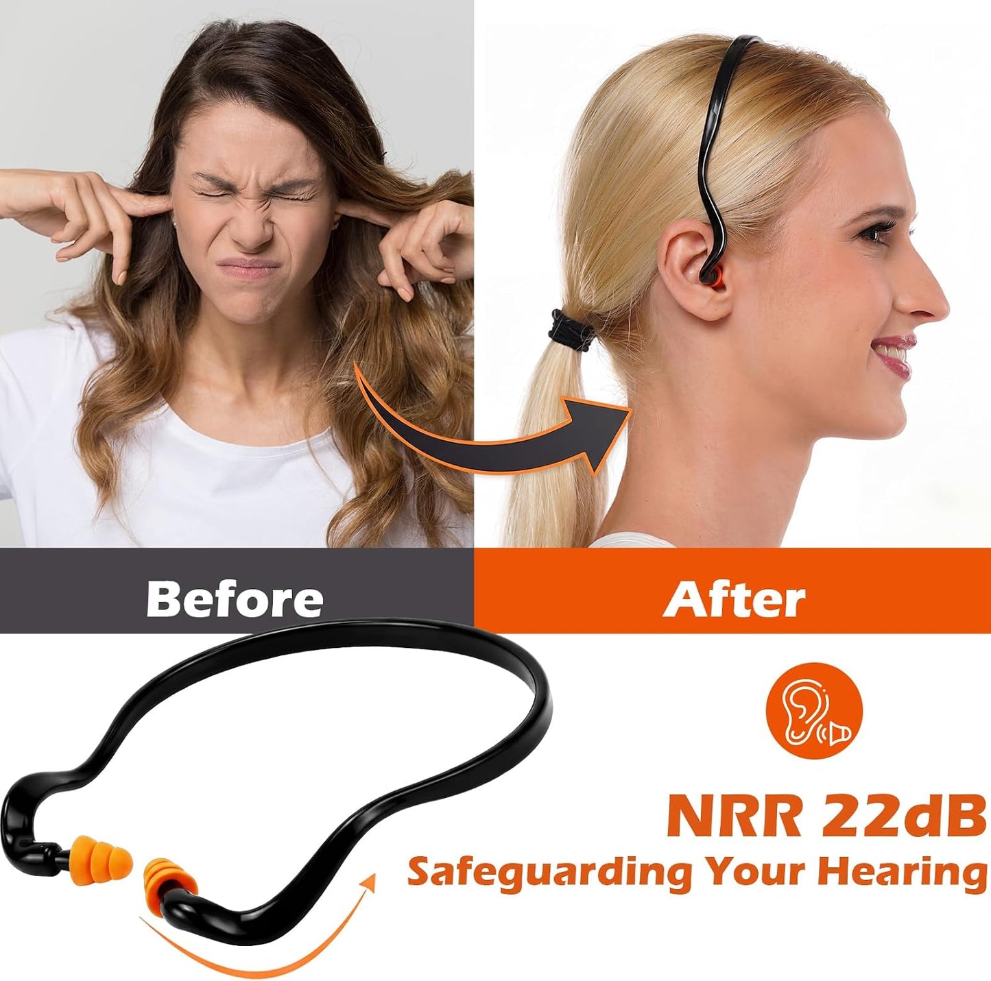 Relaxweex 100 Pairs Banded Earplugs Bulk for Hearing Protection | Band Silicone Ear Plugs for Shooting Reusable Earplug for Noise Reduction Sleeping Travel Sports Racing Construction Work