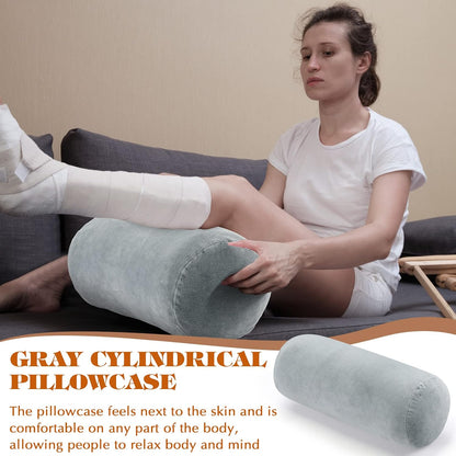 Newwiee 2 Pcs Cooling Neck Roll Pillow Case, 16 x 6 Inch, Gray
