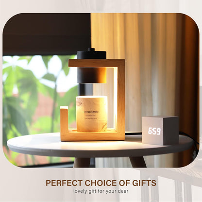 AIKUT Candle Warmer Lamp, with 2 Bulbs,Timer & Dimmer,Simple Natural Wood,Compatible Up to 4.5 inch Candles,for Home Scented and Décor，110-120V (Wood)