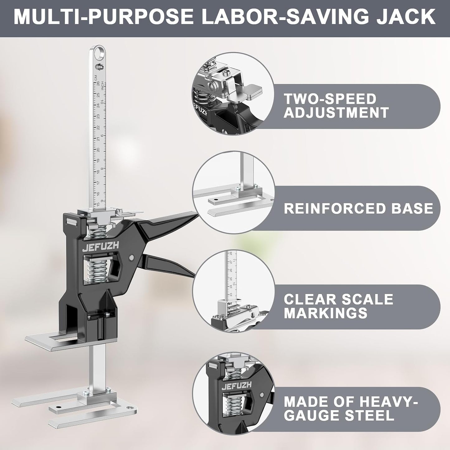 Labor Saving Arm Jack 2 Pack, Load-Bearing 440 lb Multi-Function Height Adjustment Lifting Device, Hand Furniture Lifter Tool, Furniture Jack for Lifting Door Furniture, Wall Tile Positioning