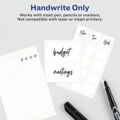 Avery® Erasable Multi-Use Removable Labels, 7/8" x 2-7/8", White, Non-Printable, 80 Blank Labels Total (5429)