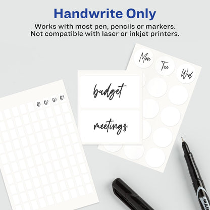 Avery® Multi-Use Removable Labels, 1" x 3", White, Non-Printable, 72 Blank Labels Total (6728)