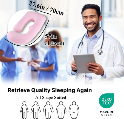 ALLOPERA Pregnancy Pillows for Sleeping, 57-Inch U-Shaped Full Body Maternity Pillow with Adjustable Fill and Removable Washable Cover, Back, Belly, Hip and Leg Support for Pregnant Women, Black Grey