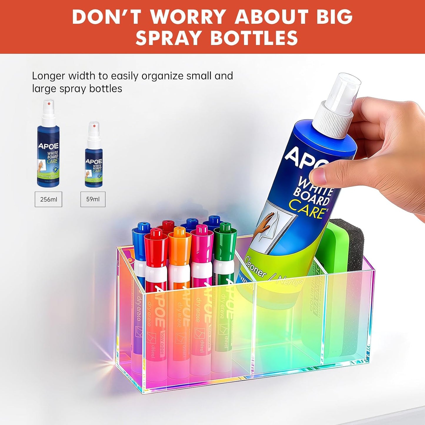 Magnetic Dry Erase Marker Holder for Whiteboard, Fridge, Classroom | Acrylic Magnet Pen Holder for Office, Refrigerator, Whiteboard Maker Holder for Teacher, Locker Organizer Accessories(Clear)