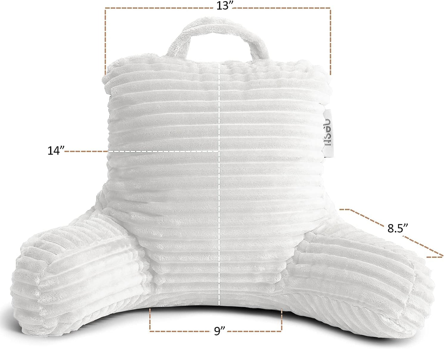 Nestl Reading Pillow with Shredded Memory Foam, Luxe Cut Plush Back Pillow for Sitting Up in Bed, Back and Arms Adjustable Support for Adult & Teens, Backrest Pillows with Washable Cover Dark Grey