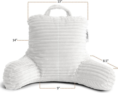 Nestl Reading Pillow with Shredded Memory Foam, Luxe Cut Plush Back Pillow for Sitting Up in Bed, Back and Arms Adjustable Support for Adult & Teens, Backrest Pillows with Washable Cover Dark Grey