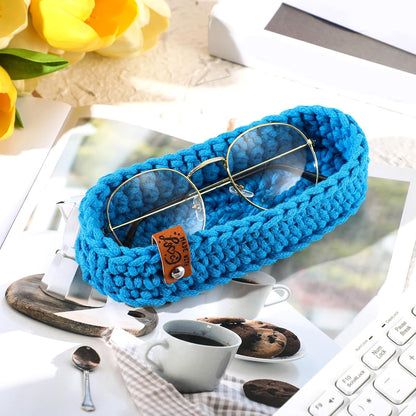 Tioncy Eyeglasses Holder for Nightstand Wool Anti Scratch Desk Bedside Knit Eyeglass Storage for Fathers Day Graduation Gifts