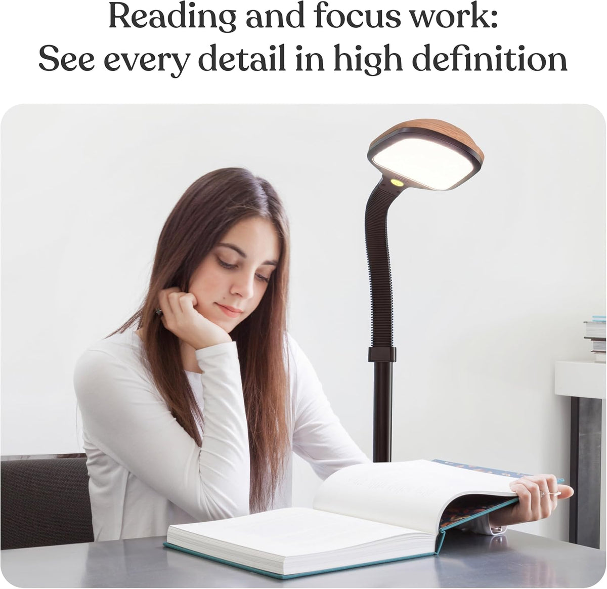 Brightech Litespan - Bright LED Floor Reading Lamp for Over Chair Crafts and Reading, Esthetician Light for Lash Extensions, Gooseneck Adjustable Standing Lamp for Living Room, Bedroom, Office - Black