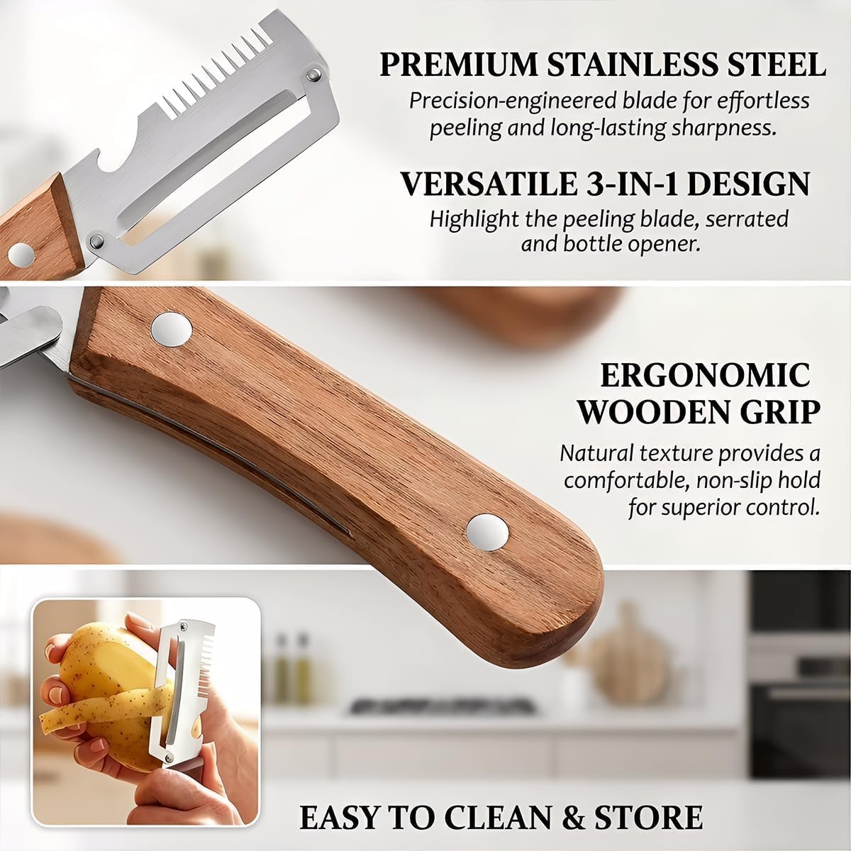 2 Pack Vegetable Peeler, Multifunctional Vegetable Peeler, 3-in-1 Peelers For Kitchen with Bottle Opener, Sharp Stainless Steel Swivel Blade For Vegetables or Fruits that Need to Be Peeled