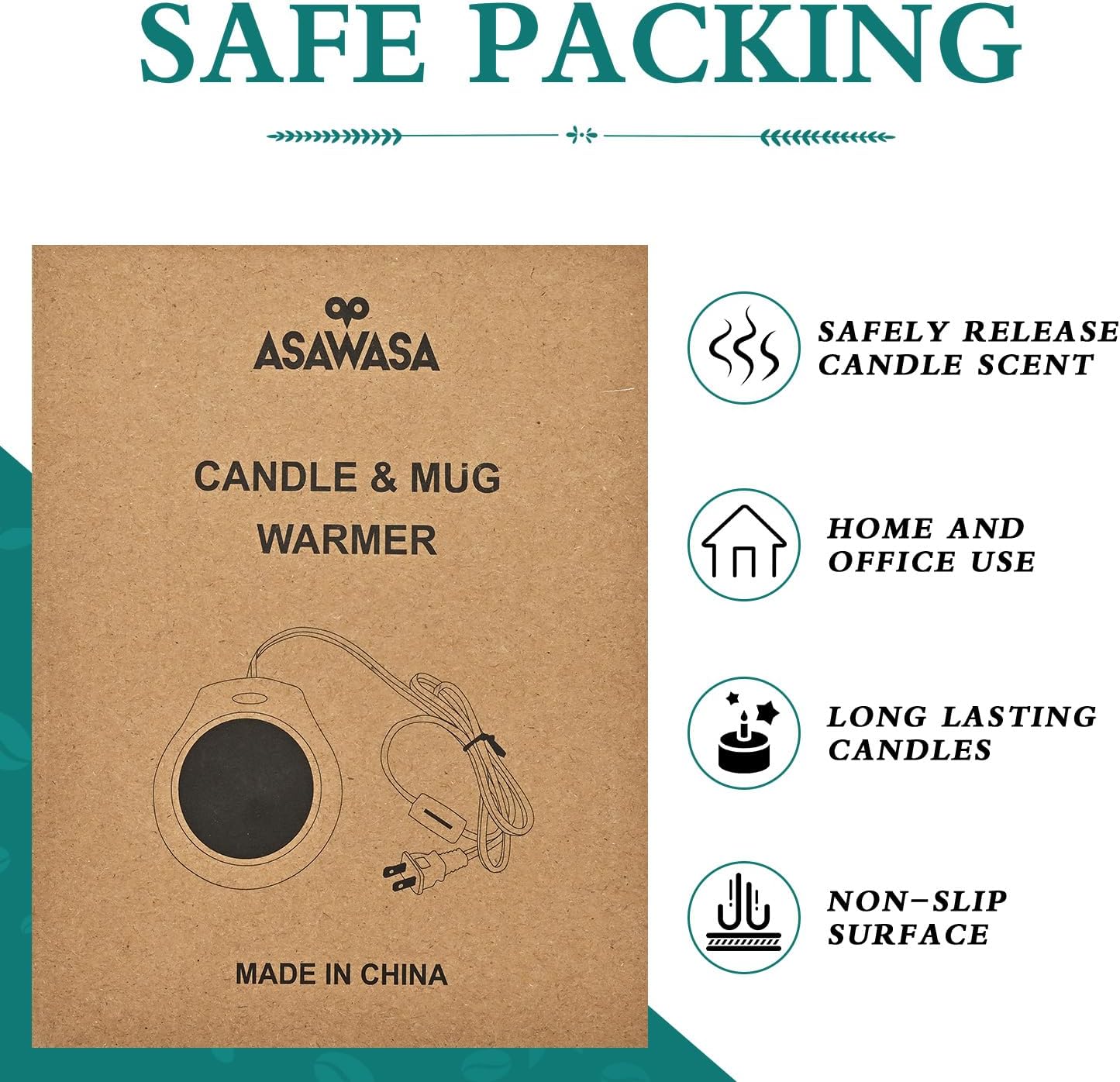 ASAWASA Candle Warmer for Large Jar, Coffee Mug Warmers | Safely Releases Scents Without a Flame, Melt Candle Quickly, Enjoy Your Warm Coffee Tea. Gifts for Festival Birthday Women