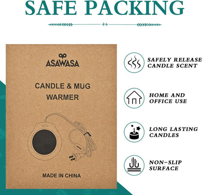 ASAWASA Candle Warmer for Large Jar, Coffee Mug Warmers | Safely Releases Scents Without a Flame, Melt Candle Quickly, Enjoy Your Warm Coffee Tea. Gifts for Festival Birthday Women