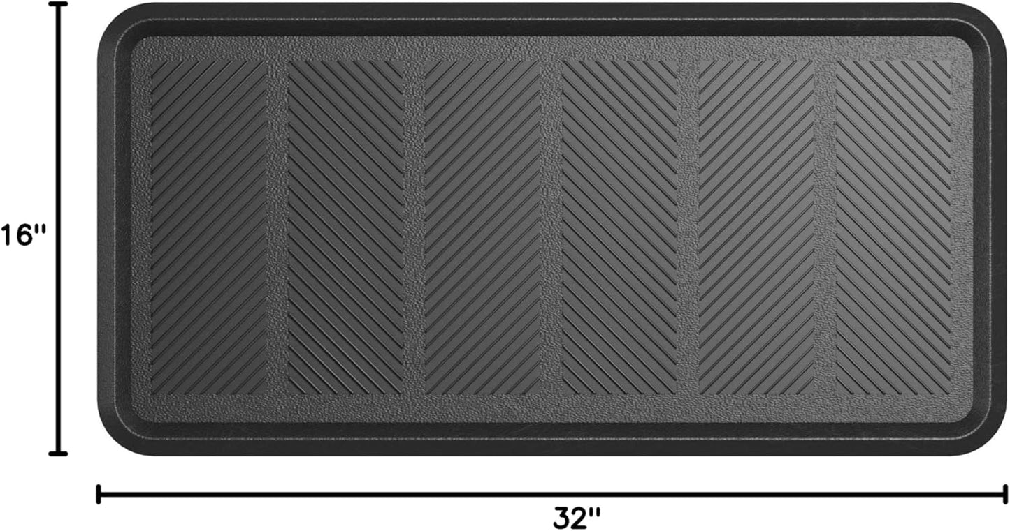 Ottomanson Waterproof Boot Tray Rubber Shoe Mat with Raised Edges, Heavy Duty Non Slip All Weather Entryway Mat for Shoes and Pets, Indoor Outdoor Use, 18" x 28"