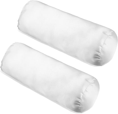 Tatuo 2 Pieces White Cervical Round Pillow Cover for Neck Roll Pillow Cervical Neck Roll Memory Cylinder Round Cushion(Artificial Silk,13 x 5 Inch)