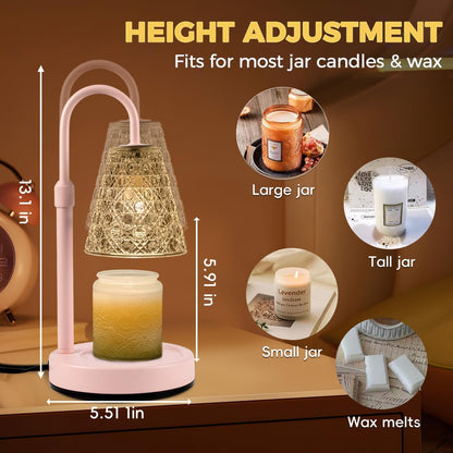 Candle Warmer Lamp with Timer Dimmable, Wax Melt Warmer, Black | Birthday Gifts for Women Mom, House Warming Gifts New Home Room Decor for Scented Jar, Height Adjustable
