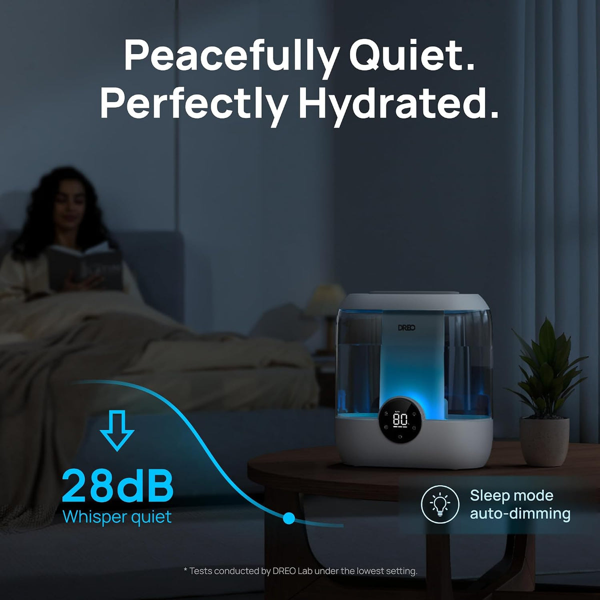 DREO 3L Humidifiers for Bedroom, 30H Runtime, 26 dB Quiet, Black