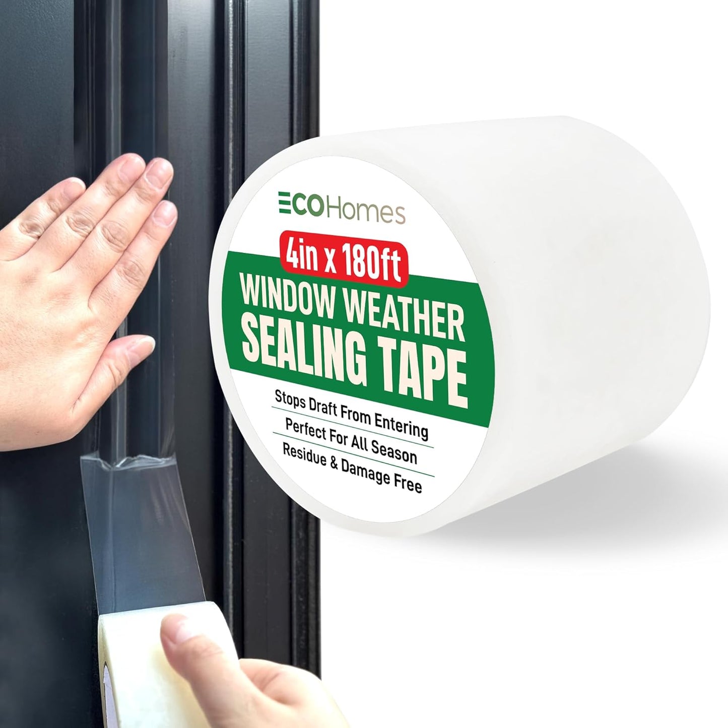 ECOHomes Window Weather Sealing Tape (2 Inch Wide x 90 Ft, Clear) | Weather Stripping Tape, To Stop Drafts Through Window Gaps and AC Units, Insulation Seal for Home and Air Conditioners