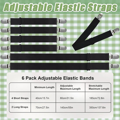 Tablecloth Clips, Multi-Use Sheet Holders for Tables & Beds, 6 Pack | Multi-use clips hold tablecloths and sheets neatly with hidden straps