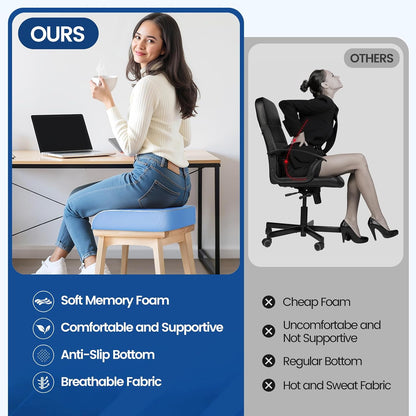 SweetSlubr Memory Foam Seat Cushion, Office Chair Cushion, 3-Inch, Large