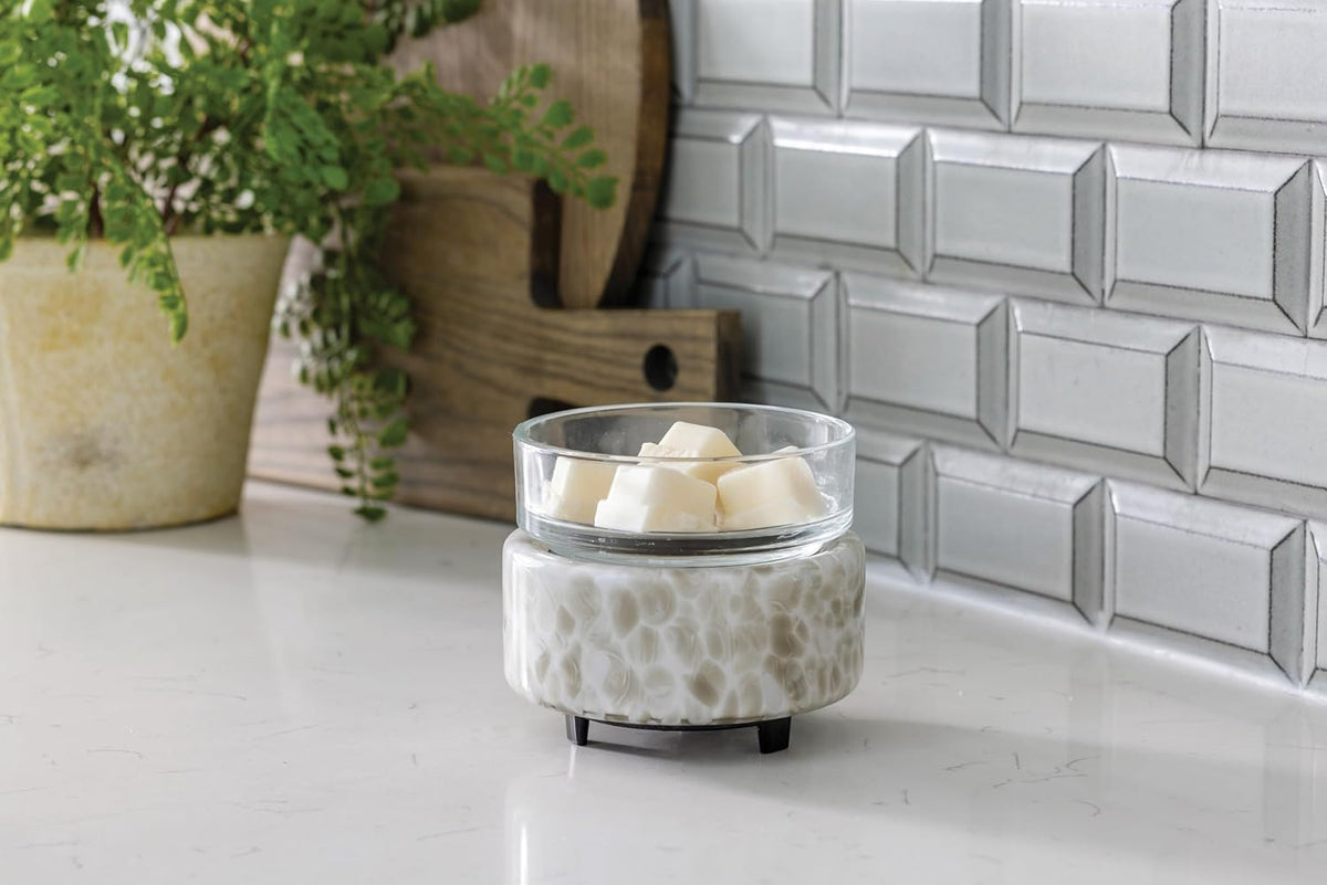 Candle Warmers ETC 2-in-1 Candle and Fragrance Warmer for Warming Scented Candles or Wax Melts and Tarts with to Freshen Room, Pewter Walnut