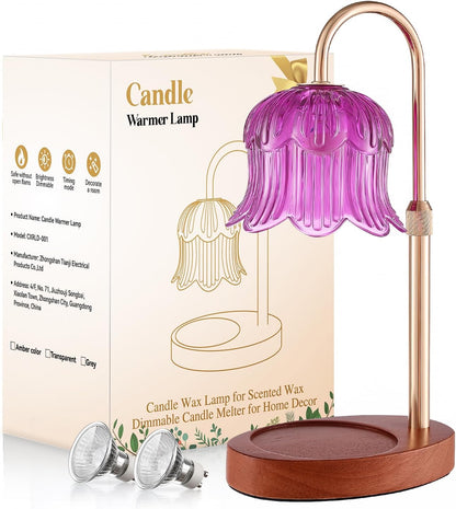 Candle Warmer Lamp Adjustable Timer - Electric Flower Glass Candles Light