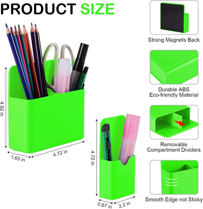 KITANIS Magnetic Pen Holder,2 Pack Magnetic Dry Erase Marker Holder with Generous Compartments,Strong Magnet Storage Marker Pen Pencil Organizer for Refrigerator,Whiteboard,Locker Accessories