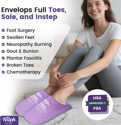 Hilph Foot Ice Pack Slippers, 1 Pair Ice Pack for Feet & Toes Pain Relief | Reusable Hot Cold Therapy for Plantar Fasciitis, Gout, Bunions, Neuropathy Relief, Surgery Recovery, HSA Eligible FSA, Blue