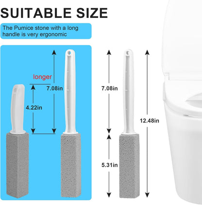 Herda 8-Pack Pumice Stone Scouring Stick with 2 Universal Handles, Pumice Stone for Cleaning Stove, Toilet, Tub, Grill, Swimming Pool, Sink, Removes Hard Water Rings, Calcium Deposits, Rust Buildup