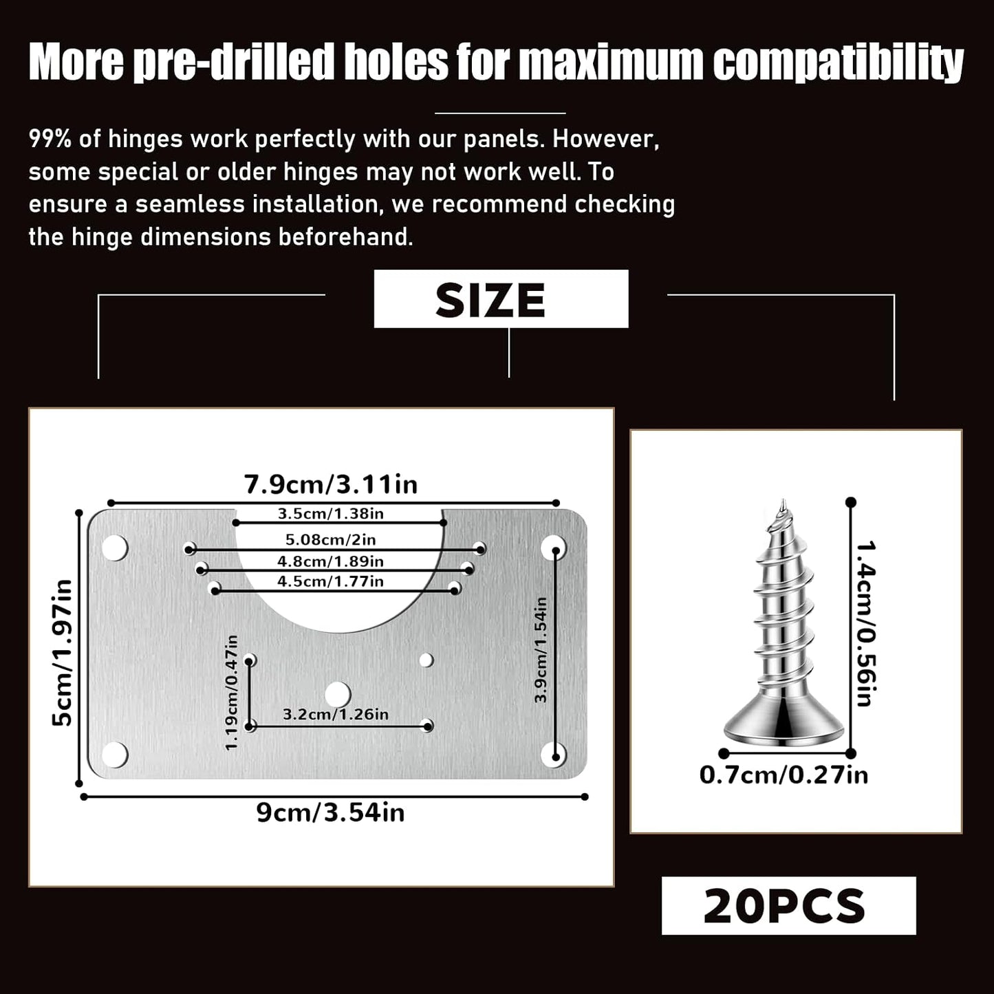 20 PCS Upgraded Cabinet Hinge Repair Plate Kit Thickened by 0.7 mm Stainless Steel Hinge Repair Brackets Kit Metal Hinges Repairs Fixing Plates with Screw for Kitchen Cupboard Door Locker Cabinet Door