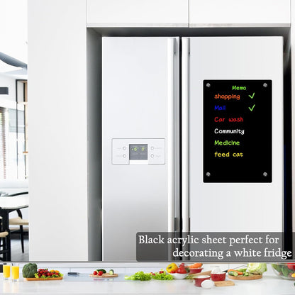 JonXon 8"x12" Acrylic Magnetic Dry Erase Board for Fridge, Clear Acrylic Magnet Calendar for Refrigerator,Includes 6 Dry Erase Markers(Clear Blank)