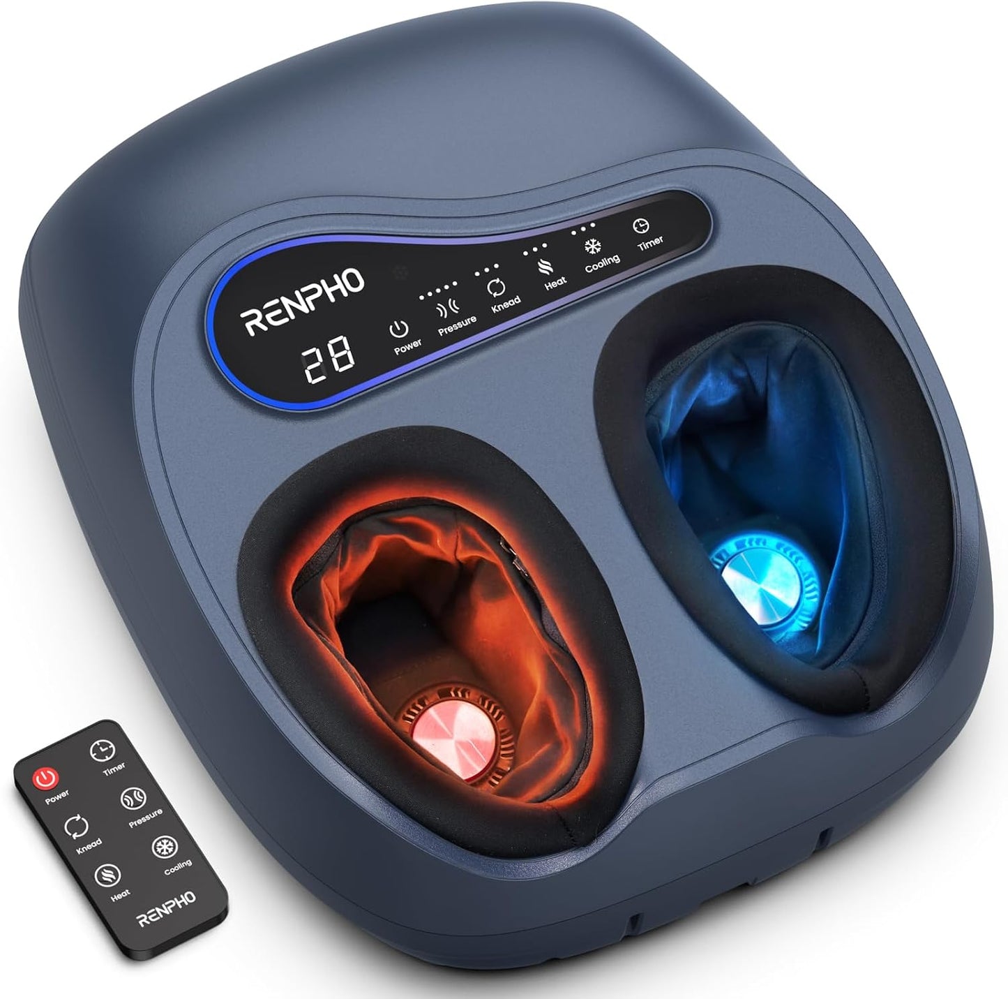 RENPHO Thermacool 2-in-1 FSA Foot Massager with Heat & Cold, HSA Eligible | Cooling Therapy, Premium Foot Massager with 5 Compression & 3 Kneading, Countdown Timer Panel, Remote, Fits up to Size 13