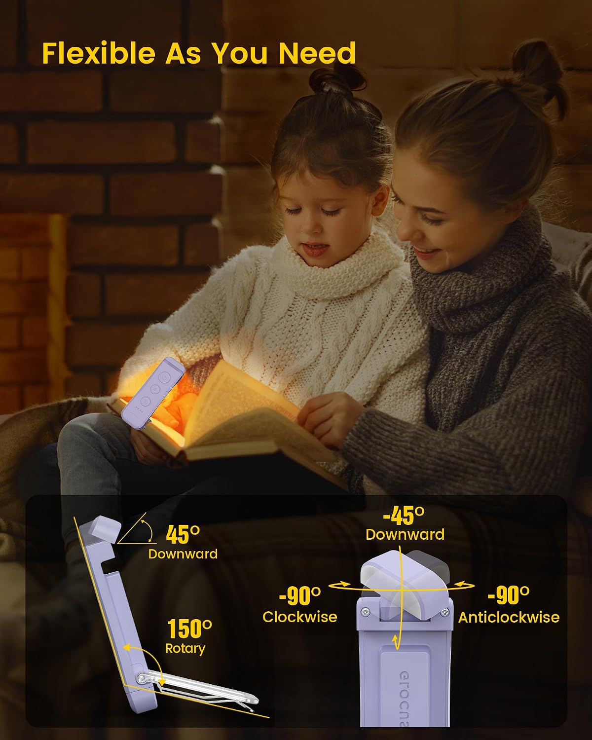 Glocusent USB Rechargeable Book Light for Reading in Bed, LED Reading Light