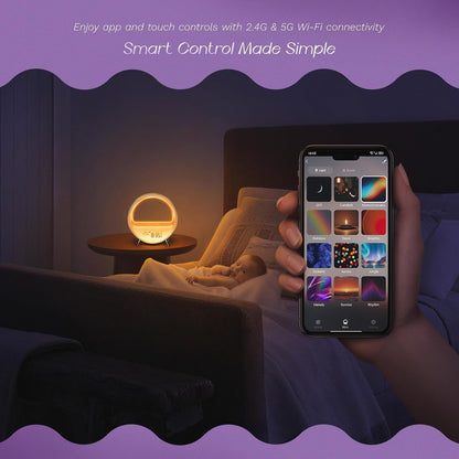 Dekala 5G Arches Gradual Sunrise Alarm Clock with Wireless Charging Loud Alarm Clock for Heavy Sleepers Sunset White Noise Sleep Sound Machine Bluetooth Speaker Night Light Touch/App/Button Control