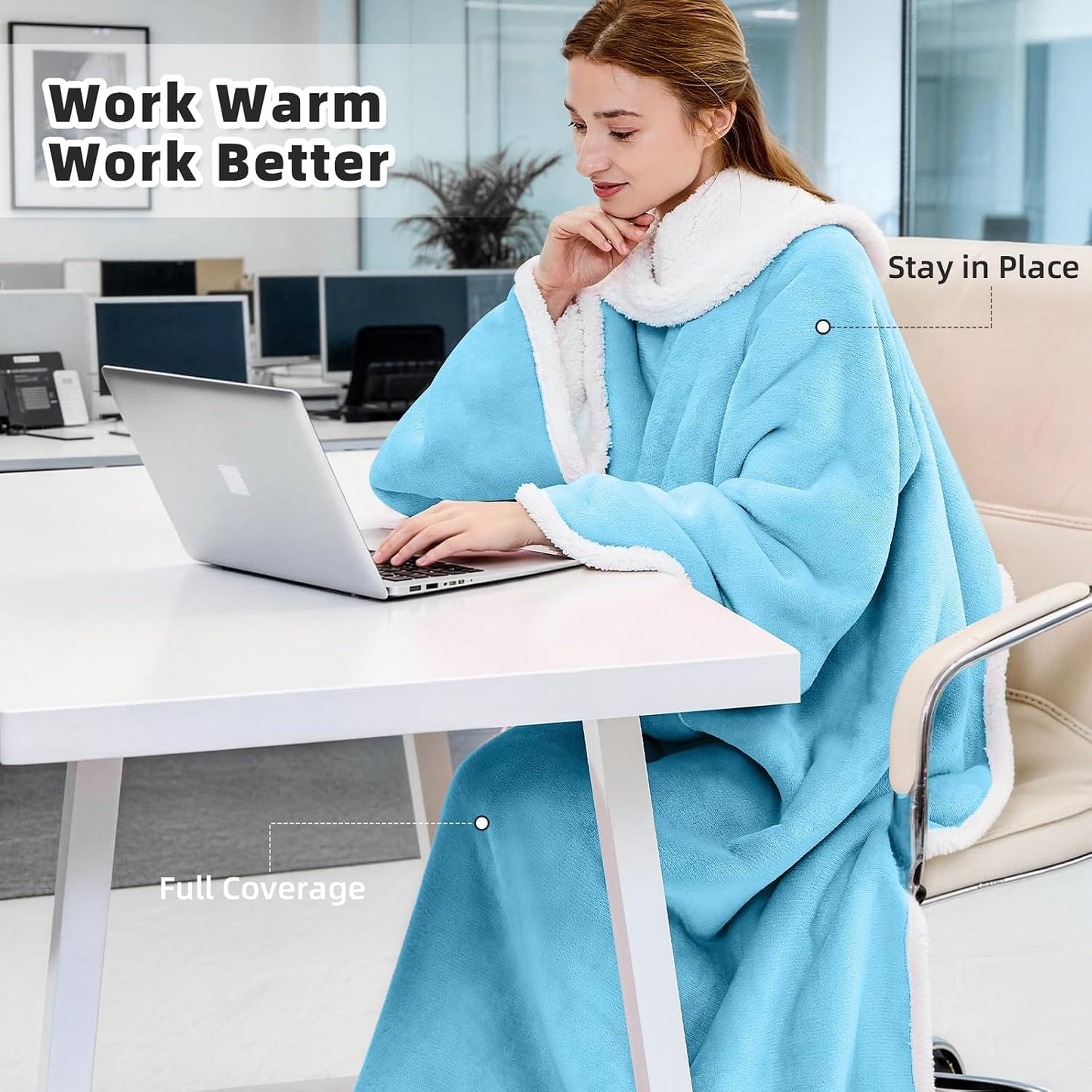 IFNOW Sherpa Wearable Blanket with Sleeves, Oversized Snuggle Robe, Purple | 430GSM Thick, 55x69", Big Pocket, TV Blanket,Fall Winter Dorm Essentials or Office, Christmas Birthday Gifts for Women Men