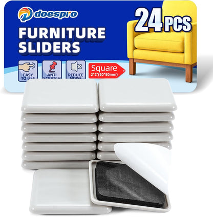 40PCS 1.4" Furniture Sliders for Hardwood Floors & Carpet, Self-Stick | PE Round Furniture Pads & Chair Glides for Hardwood Floors, Floor Protectors for Moving Furniture & Kitchen Appliances Easily