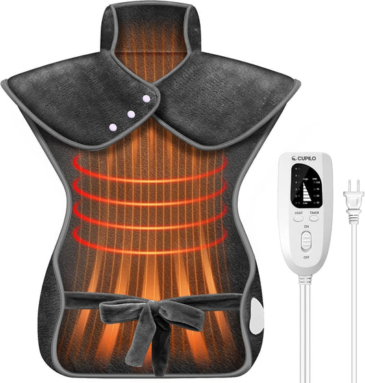 Heating Pad for Back Pain Relief, FSA Eligible HSA, Electric Heating Pads for Back Neck Shoulders, Wearable Large Heat Pad, Christmas Gifts for Mom Women Dad Men, ETL Certified, 24” x 37”, Dark Gray