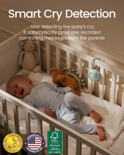 CHICWAY Portable Sound Machine with AI Cry Detection for Baby Adult, Gray | 2026 Mom's Choice Awards, 18 Soothing Sound, Bluetooth Rechargeable White Noise Machine for Home Office, Nursery Light
